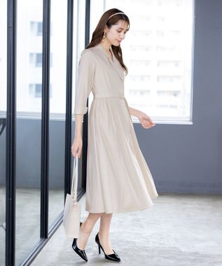 Tiaclasse L 【洗える】テーラードスーツワンピース ライトベージュ