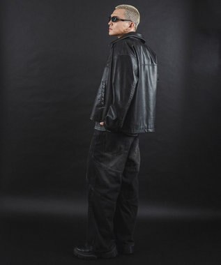 WEGO 【ユニセックス着用ITEM】MA55IVE　PUショートグラフィックブルゾン ブラック