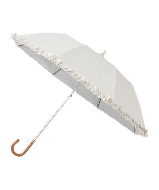 ランバン オン ブルー 晴雨兼用日傘 折りたたみ傘 ドビー×フリル 遮光 