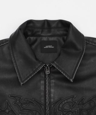 WEGO 【ユニセックス着用ITEM】MA55IVE　PUショートグラフィックブルゾン ブラック