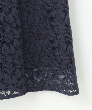 自由区 S 【洗える】フラワーリーフコードレース ワンピース ネイビー
