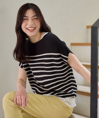 【新色追加/14色展開/洗濯機可/UVカット】アクリルガーターフレンチスリーブニット