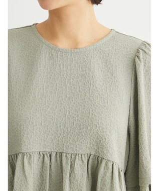 Green Parks ジャガードペプラムブラウス Light Khaki