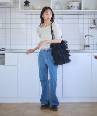 earth music&ecology カットオフフレアデニムパンツ Medium Indigo