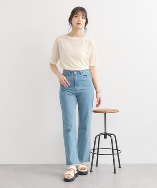 earth music&ecology カットオフフレアデニムパンツ Light Indigo