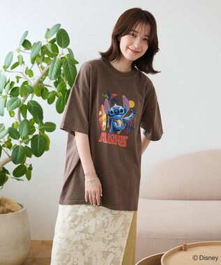 Green Parks スティッチ／ウ゛ィンテージ風ピグメントＴシャツ Brown