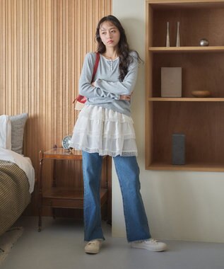 earth music&ecology カットオフフレアデニムパンツ Medium Indigo