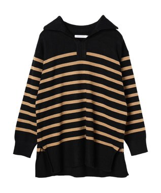 AMERICAN HOLIC バイパチ衿付きニットチュニック Black