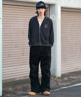 WEGO 【ユニセックス着用ITEM】ワッフルZIPパーカー ブラックその他