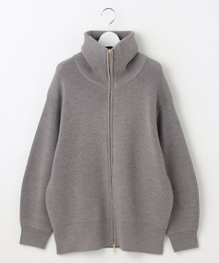 自由区 【洗える】ジップアップニット アウター グレー