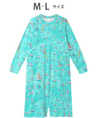 tsumori chisato SLEEP ツモリチサト ルームウエア ネグリジェ 綿100%(本体) 長袖 ロング丈 ロンパース ラグランスリーブ レディース UNX502 /ワコール サックス