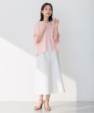 組曲 【WEB限定】レーススリーブ ニット ピンク系