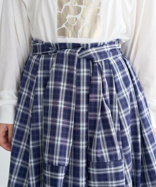 earth music&ecology イレヘムチェックシャツライクスカート Navy