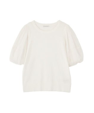 Green Parks チュールボリュームスリーブニットプルオーバー Off White