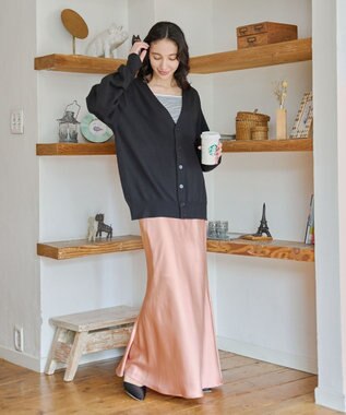 WEGO 【ユニセックス着用ITEM/MLサイズ展開】ドロップショルダーカーディガン ブラック