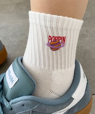 WEGO モチーフ刺繍アンクル底パイルソックス