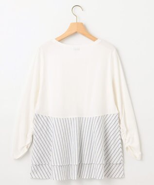 組曲 S シャツコンビティアード ロングＴシャツ アイボリー×ストライプ系1