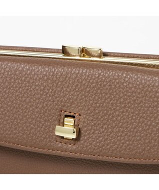 UNBILLION perche カラーコンビレザーかぶせ外がま口長財布 ブラウン