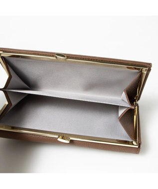 UNBILLION perche カラーコンビレザーかぶせ外がま口長財布 ブラウン