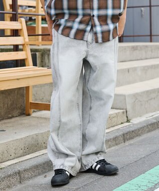 WEGO 【SMLサイズ展開】イージー3Dバレルレッグデニムパンツ グレー