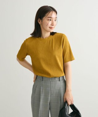 Green Parks プリーツ５分袖プルオーバー Yellow