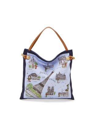 TOPKAPI 【TREASURE TOPKAPI】【アーカイブ】マイルドサテン スカーフ パネル柄 トートバッグ 2023 ブルー