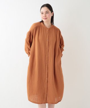 クレープガーゼ フロントタックワンピース　Mサイズ クレープガーゼ 前あきギャザーワンピース / UCHINO | ファッション