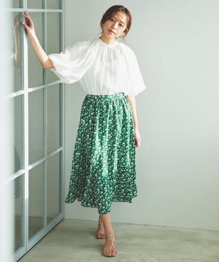 Feroux フラワープリント スカート グリーン系9