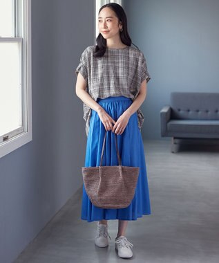 ANY 【洗濯機可能】ライトリネンクロス　チュニック グレンチェック