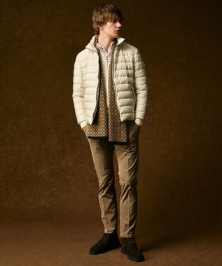 JOSEPH ABBOUD 【キングサイズ・軽量/サスティナブル素材/ECO撥水/インナーダウンにも】ナイロンスラブタフタダウンブルゾン アイボリー系