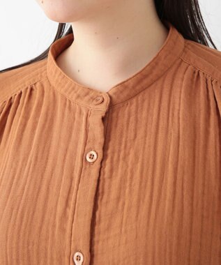 UCHINO クレープガーゼ　前あきギャザーワンピース ブラウン