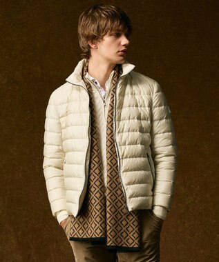 JOSEPH ABBOUD 【キングサイズ・軽量/サスティナブル素材/ECO撥水/インナーダウンにも】ナイロンスラブタフタダウンブルゾン アイボリー系