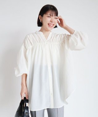 Green Parks シャーリングボリュームチュニック Ivory