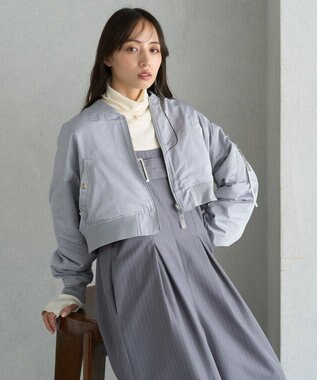 earth music&ecology ファーリバーシブルショートＭＡ－１ Blue Gray