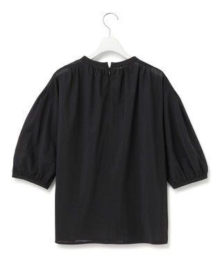 23区 【新色追加/洗える】クリアトリコットジャージー ギャザーデザイン カットソー ブラック系