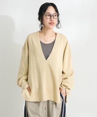 CRAFT STANDARD BOUTIQUE TC裏毛Ｖネックプルオーバー Beige