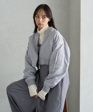 earth music&ecology ファーリバーシブルショートＭＡ－１ Blue Gray
