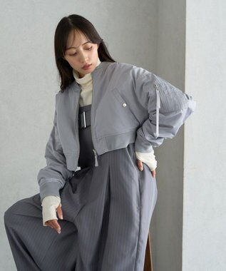earth music&ecology ファーリバーシブルショートＭＡ－１ Blue Gray