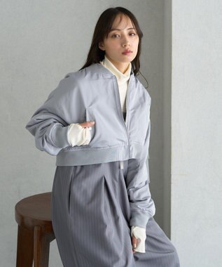 earth music&ecology ファーリバーシブルショートＭＡ－１ Blue Gray