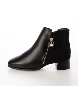 ing <Pitti>サイドファスナースクエアショートブーツ ブラック