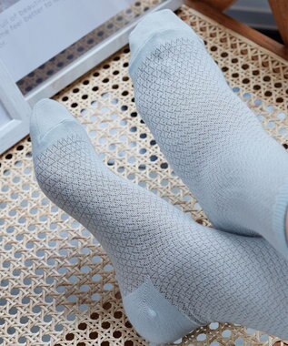 Tiaclasse レース編みソックス サックス