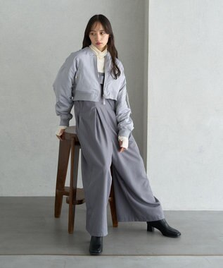 earth music&ecology ファーリバーシブルショートＭＡ－１ Blue Gray