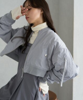 earth music&ecology ファーリバーシブルショートＭＡ－１ Blue Gray