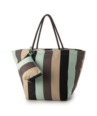 UNBILLION カシュカシュ cachecache / ウォータプルーフストライプビッグトート グリーンミックス