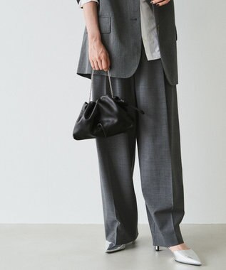 russet レザー巾着ミニショルダーバッグ(CE-1637) Black