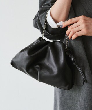 russet レザー巾着ミニショルダーバッグ(CE-1637) Black