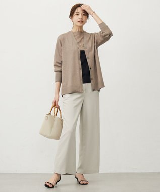 J.PRESS LADIES L 【洗える・吸水速乾・接触冷感・セットアップ対応】Light ジョーゼット ワイド パンツ ベージュ系