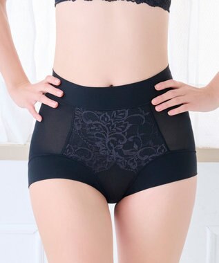 BRADELIS New York 【BRADELIS NewYork peace】綿混フィットレースショーツ25 深め 補正下着 ヒップアップ 美尻 ブラック