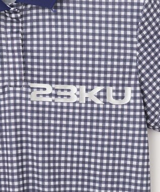 23区GOLF 【WOMEN】【接触冷感・UVケア・吸水速乾】ギンガムチェック柄 ポロシャツ ネイビー系3