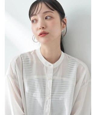 earth music&ecology シアーバンドカラーシャツ Off White